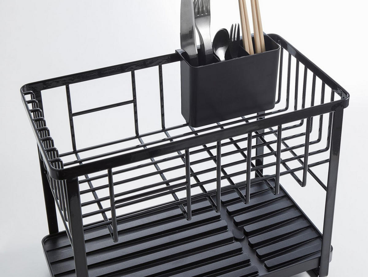 GESCHIRR-ABTROPFGESTELL Tower schwarz 41/33/22cm mit 2 Ebenen - Schwarz, Metall (22/33/41cm) - Yamazaki