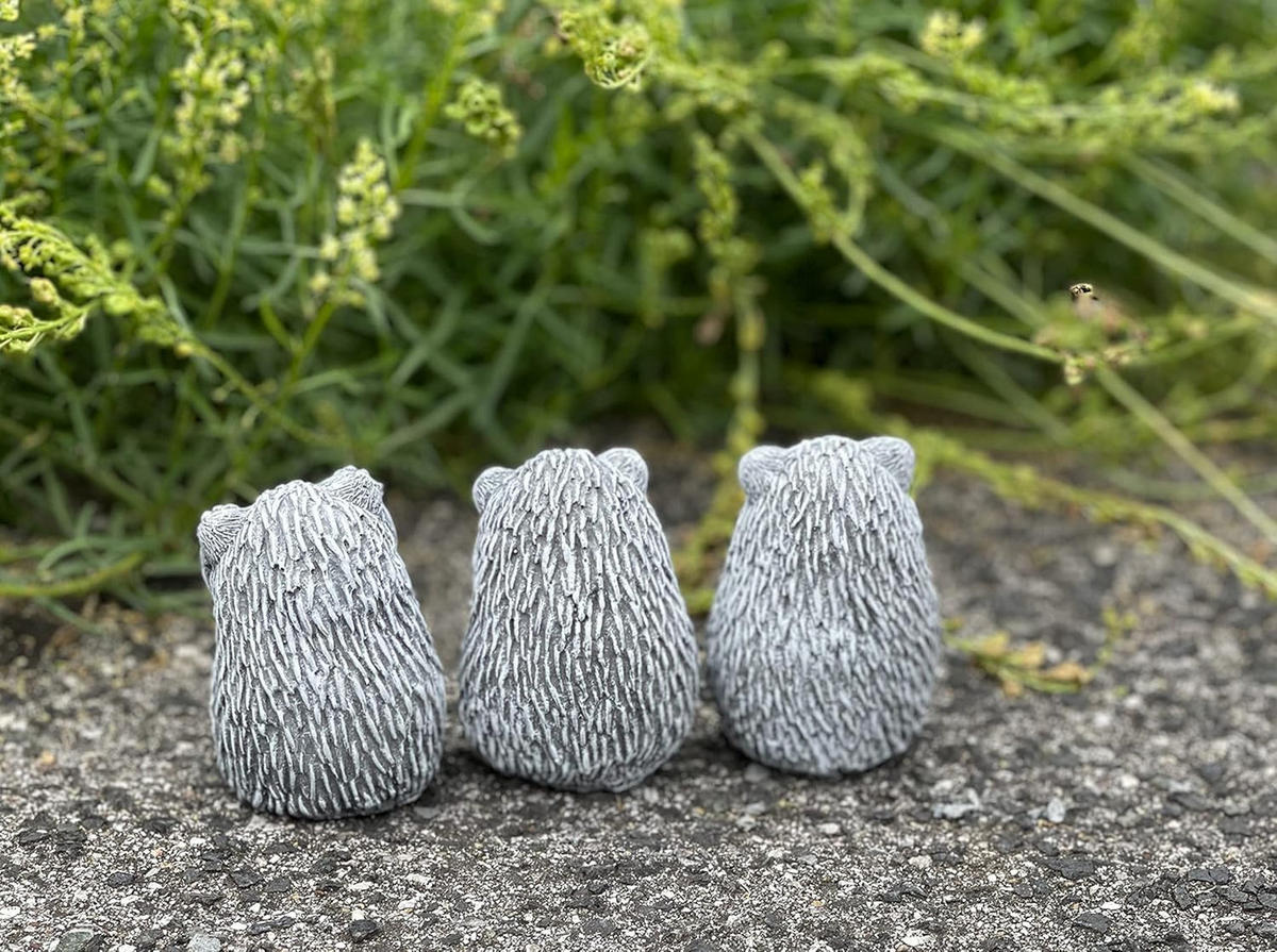 STEINFIGUR 3er Set Igel Nichts sehen Sagen hören frostfest Steinguss - Grau, Stein (6/8/6cm) - stoneandstyle