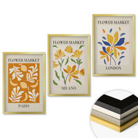 WANDBILDER 3er Set - 40x60 cm Goldrahmen - Blumenposter Paris Mailand London - Goldfarben, Kunststoff (40/60cm) - ArtPrintCave
