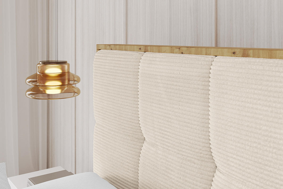 POLSTERBETT mit Bettkasten, Fußteil und Lattenrost, Boxbett ohne Matratze - ENZO7-Z 120x200 Beige - Creme, Holzwerkstoff/Textil (120/200cm) - ALTDECOR