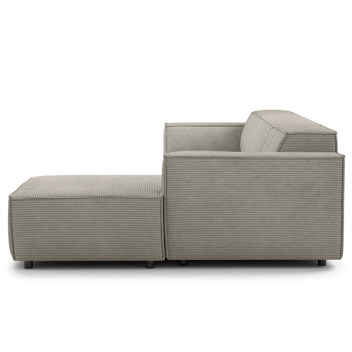 ECKSOFA mit Longchair - Graubraun/Schwarz, Kunststoff/Textil (294/177cm) - home24