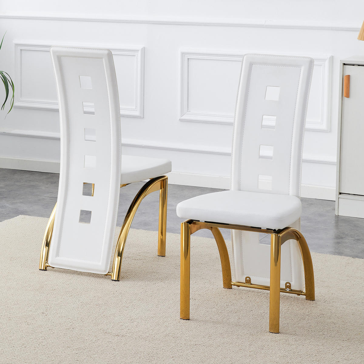 STUHL-SET DE-36589 2 Stück mit PU-Bezug und Metallbeinen Weiß - Weiß, Metall (49/102.5/43cm) - ComfortXL