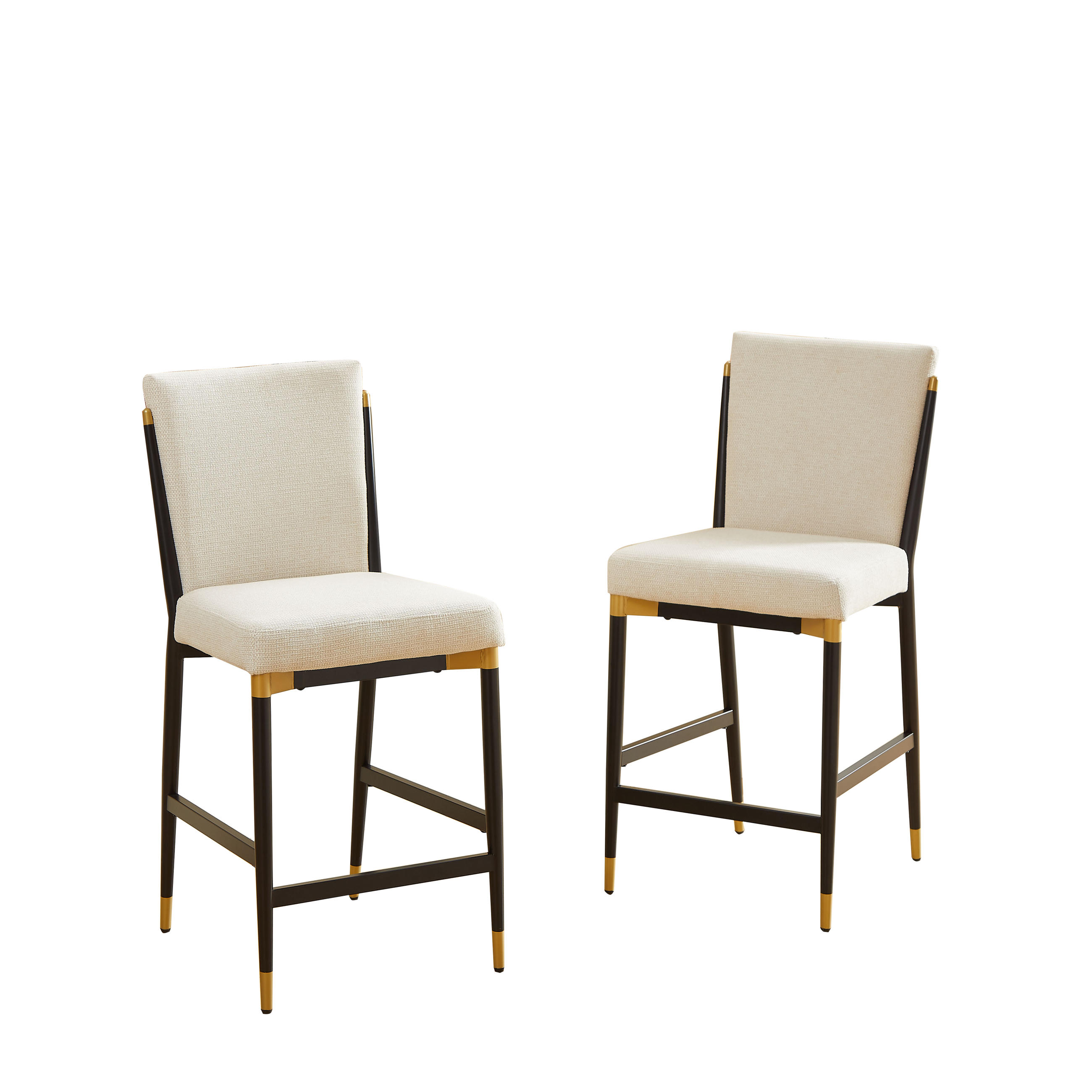 BARHOCKER 2er-Set mit Stoffkissen und Fußstütze, Creme - Beige, Textil (49/102/59cm)
