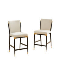 BARHOCKER 2er-Set mit Stoffkissen und Fußstütze, Creme - Beige, Textil (49/102/59cm)