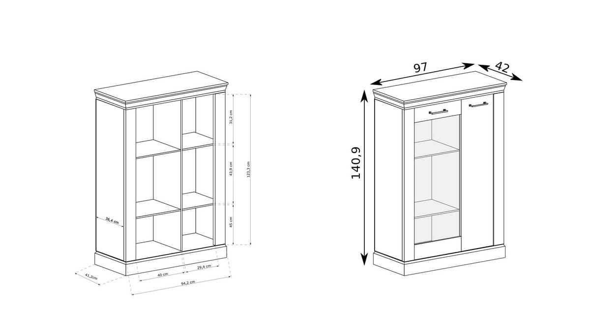 VITRINE DESIO 140,5 / 97 cm in Eichefarben - Eichefarben, Holzwerkstoff (97/140.5/42cm) - MASSENO