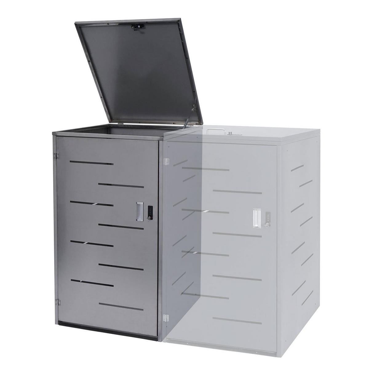 1ER-/2ER-MÜLLTONNENVERKLEIDUNG Silber - Silberfarben, Metall (71/116/98cm) - MCW