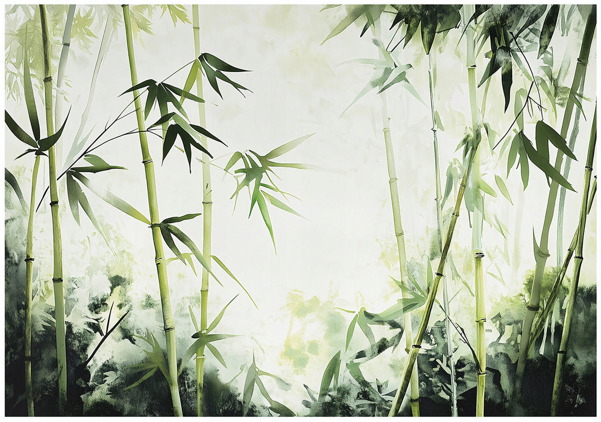 FOTOTAPETE Natur Grün Vlies Tapete Wohnzimmer 200x140 - Grün, Papier (200/140cm) - Wallarena