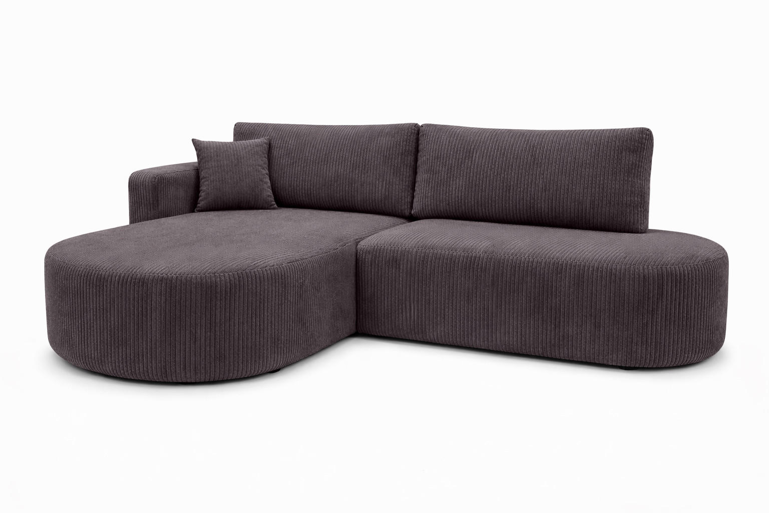 Kaiser Möbel ROHOVÁ SEDAČKA s funkcí spaní a úložným prostorem, manšestrová tkanina Poso, Tmavě šedá, Levá strana, ROUND ONE OPEN XL