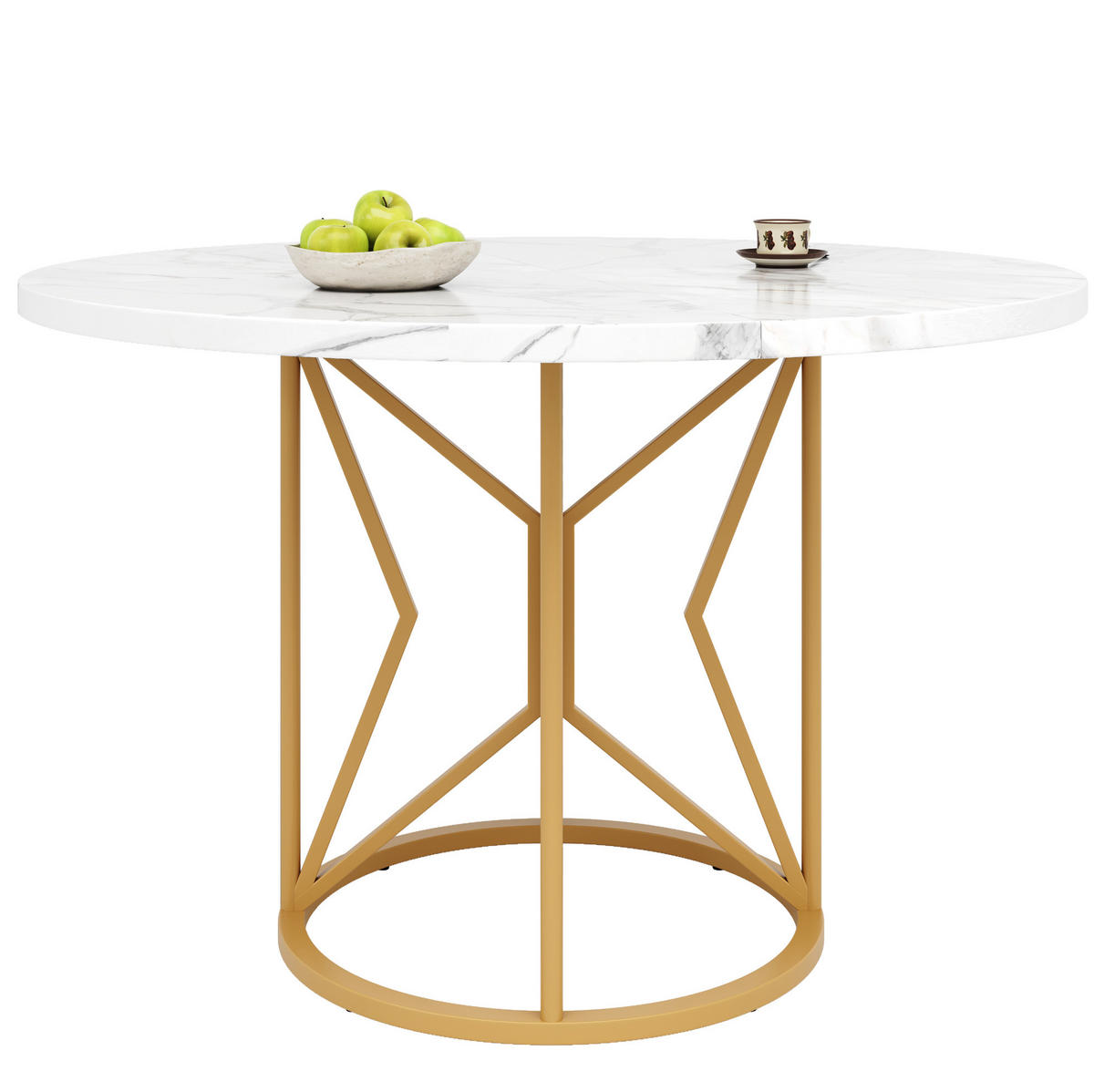 ESSTISCH, MDF in Marmoroptik & Metallgestell, 100/100/76 cm, Goldfarben - Goldfarben, Holzwerkstoff (100/100/76cm) - Redom