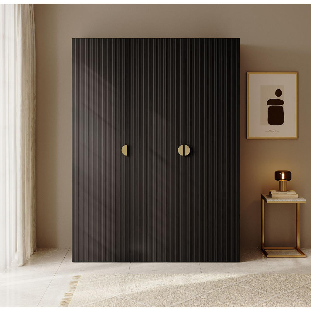 Thumbnail - Selsey Kleiderschrank, Schwarz, Holzwerkstoff, 14 Fächer, Rechteckig, 150x200.5x57 cm, Schlafzimmer, Kleiderschränke, Dr...