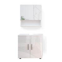 BADMÖBEL-SET Irma Weiß Hochglanz 2 Teile, Unterschrank 60 cm - Weiß Hochglanz/Weiß, Holzwerkstoff (80/58.6/41cm) - Vicco