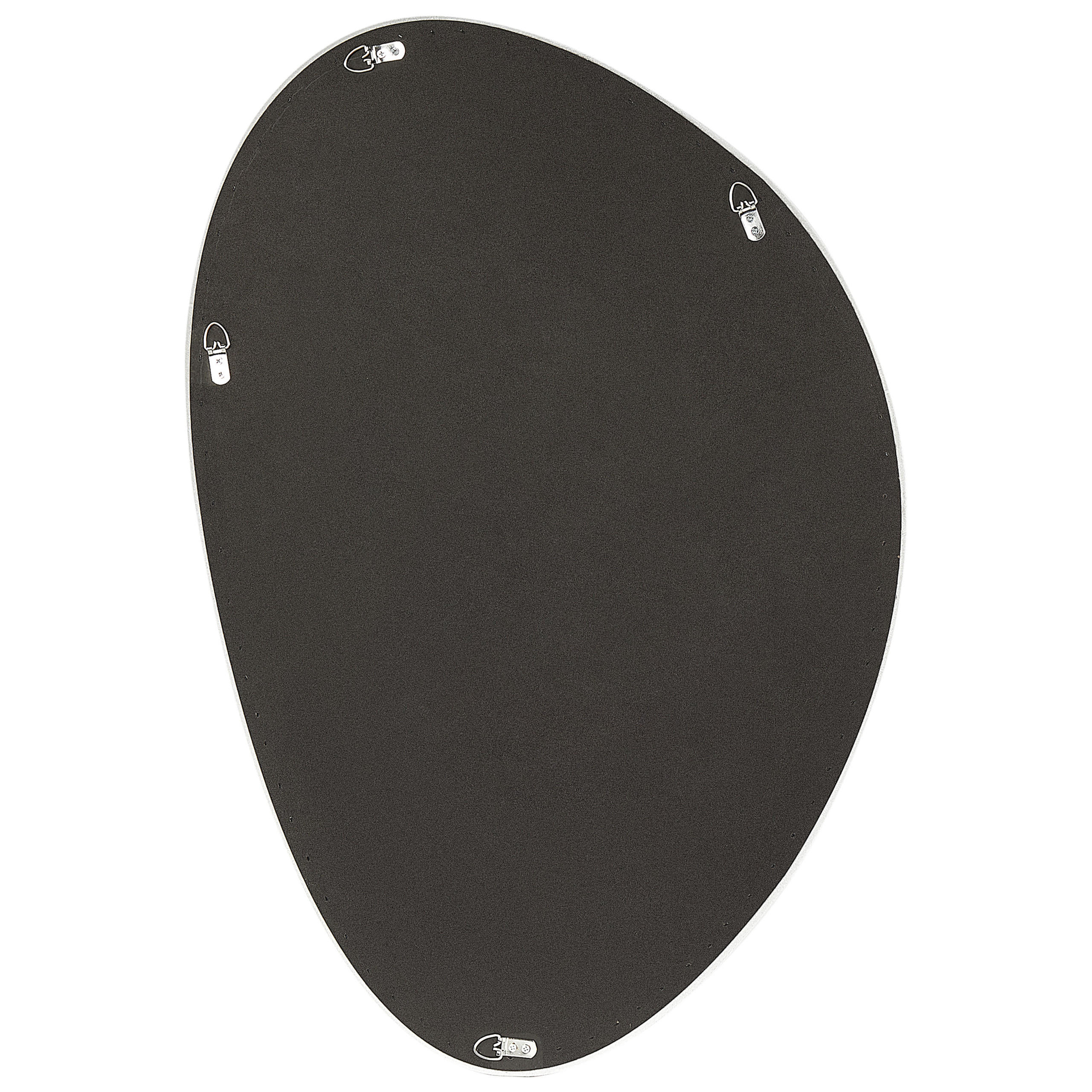 WANDSPIEGEL Samtstoff weiß oval 60/90 cm Audes - Weiß, Textil (60/90/4cm) - Beliani