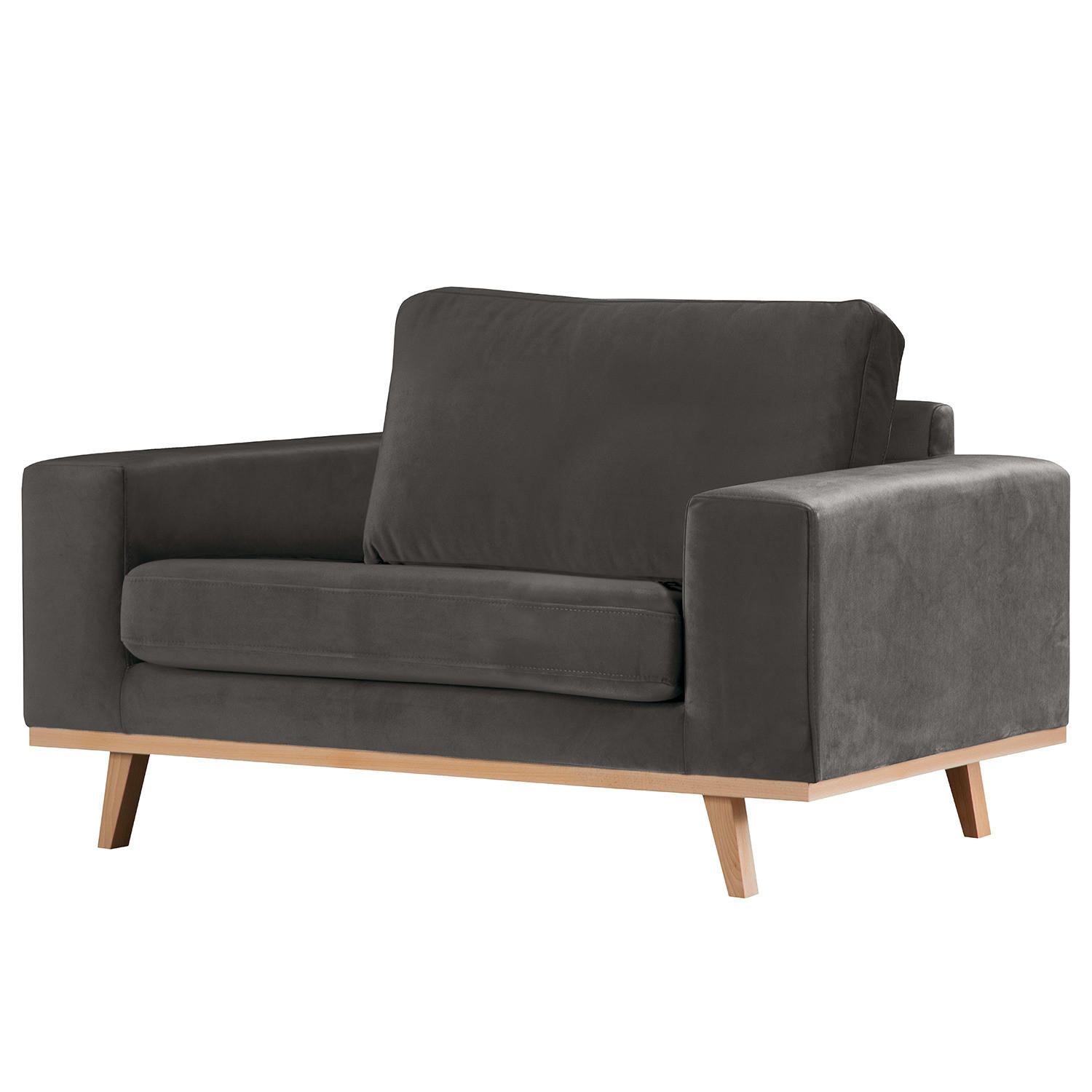 SESSEL - Dunkelgrau/Buchefarben, Textil (122/81/88cm) - home24