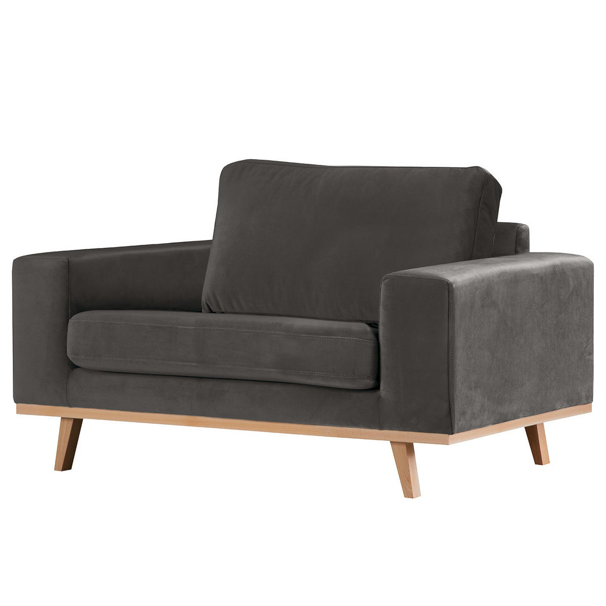 SESSEL - Dunkelgrau/Buchefarben, Textil (122/81/88cm) - home24