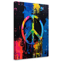 LEINWANDBILD Banksy Friedenssymbol Graffiti Street Art 80x120cm - Multicolor, Textil (80/120cm) - Feeby
