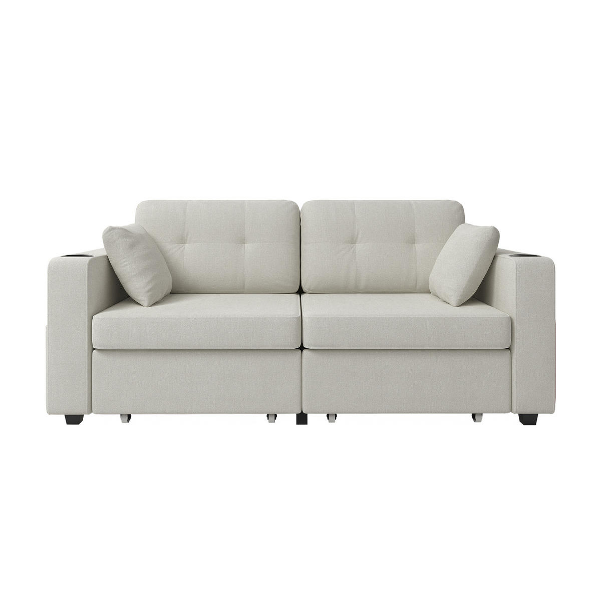 SOFA 2-Sitzer mit Stauraumschubladen USB Chenille Beige - Beige, Holzwerkstoff (172/82/75cm) - Meubliv