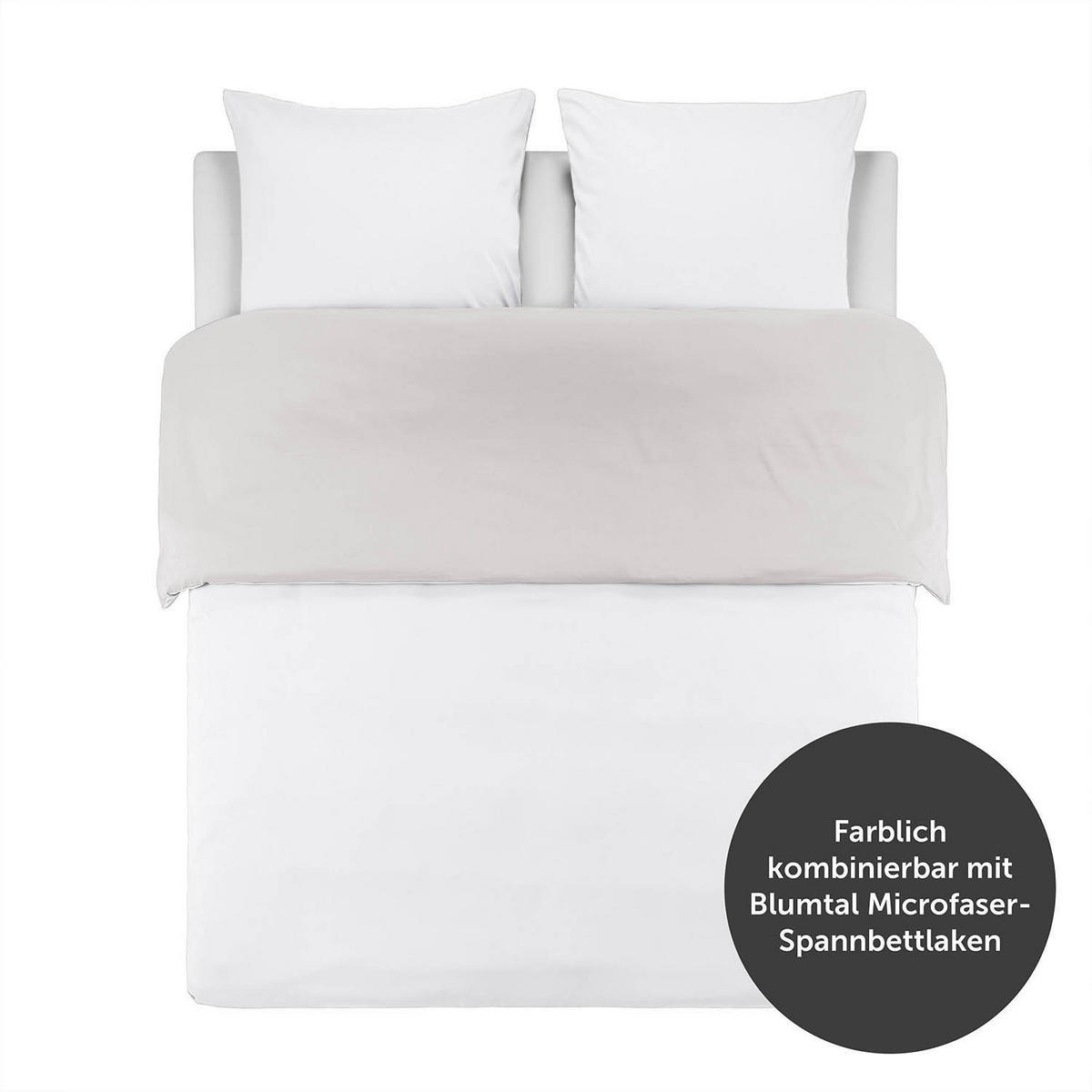WENDEBETTWÄSCHE Ebba 155/200 cm 2 mal 40/80 cm, Weiß und Hellgrau - Hellgrau/Weiß, Textil (155/200cm) - Blumtal