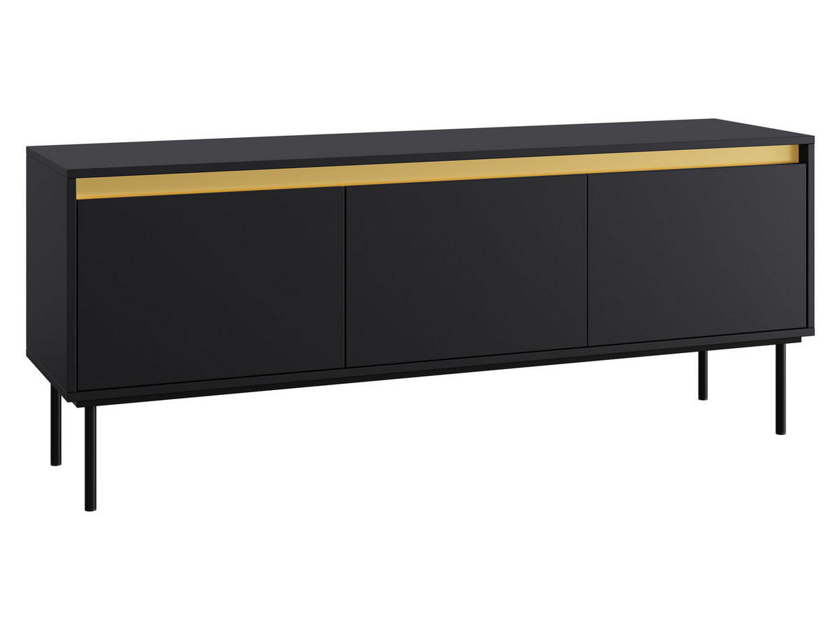 TV-LOWBOARD Carmesi 3D - Schwarz, Holzwerkstoff/Metall (150/60/40cm) - MIRJAN24