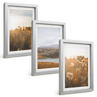 BILDER SET 3er Set - 20x30 cm Silberner Rahmen - Landschaften Wiesen Berge See - Silberfarben, Kunststoff (20/30cm) - TULUP