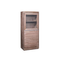VITRINE Sheesham 63x40x147 smoked oak lackiert SYDNEY #205 - Grau, Holz (63/147/40cm) - Massivmoebel24