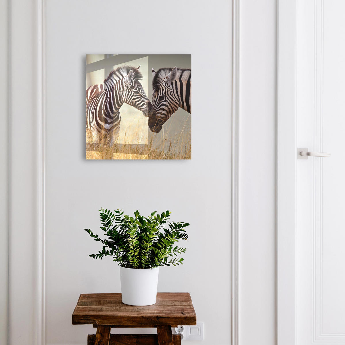 SCHLÜSSELBOX Schwarz 30x30 cm- Türöffnung nach rechts - Zebras zusammen - Multicolor, Metall (30/30/5cm) - TULUP