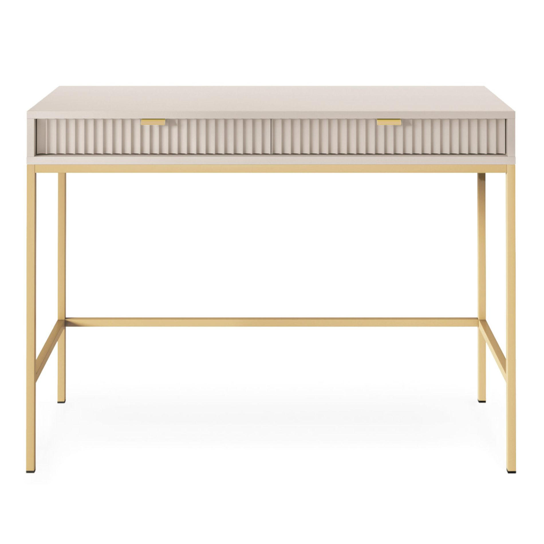 SCHMINKTISCH Vellore Greige / Gold 104 cm - Ecru/Beige, Holzwerkstoff/Metall (50/104/77cm) - Selsey