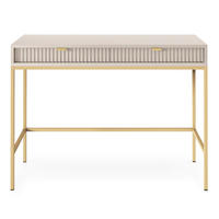 SCHMINKTISCH Vellore Greige / Gold 104 cm - Ecru/Beige, Holzwerkstoff/Metall (50/104/77cm) - Selsey