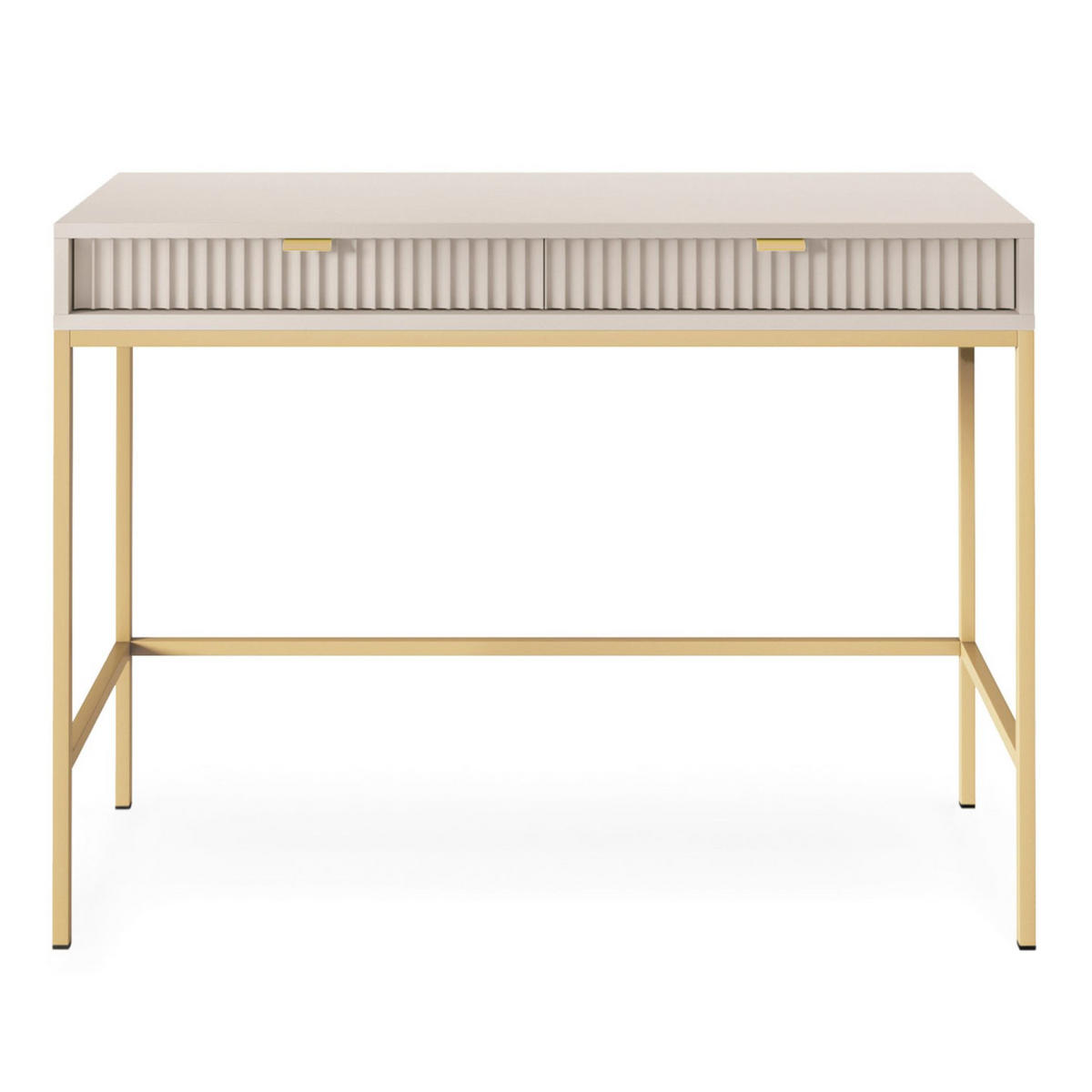 SCHMINKTISCH Vellore Greige / Gold 104 cm - Ecru/Beige, Holzwerkstoff/Metall (50/104/77cm) - Selsey