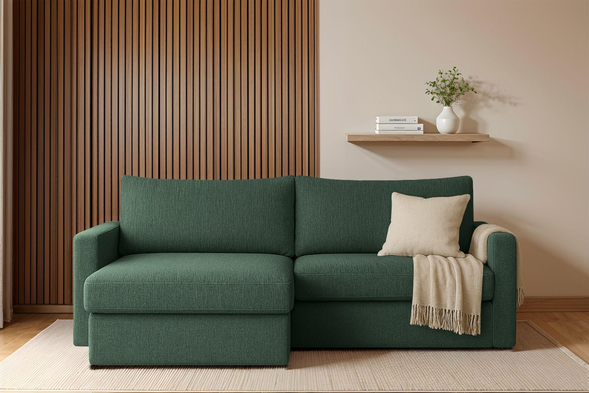 ECKSOFA Bendik In Faro - Grün, Holzwerkstoff/Textil (224/140cm) - Fun Möbel