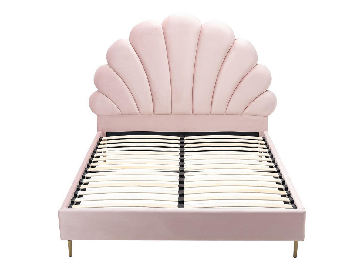 BETTRAHMEN - 2 Personen - samt - rosa Livaya - Pink, Textil/Metall (140/190cm) - Vente-Unique