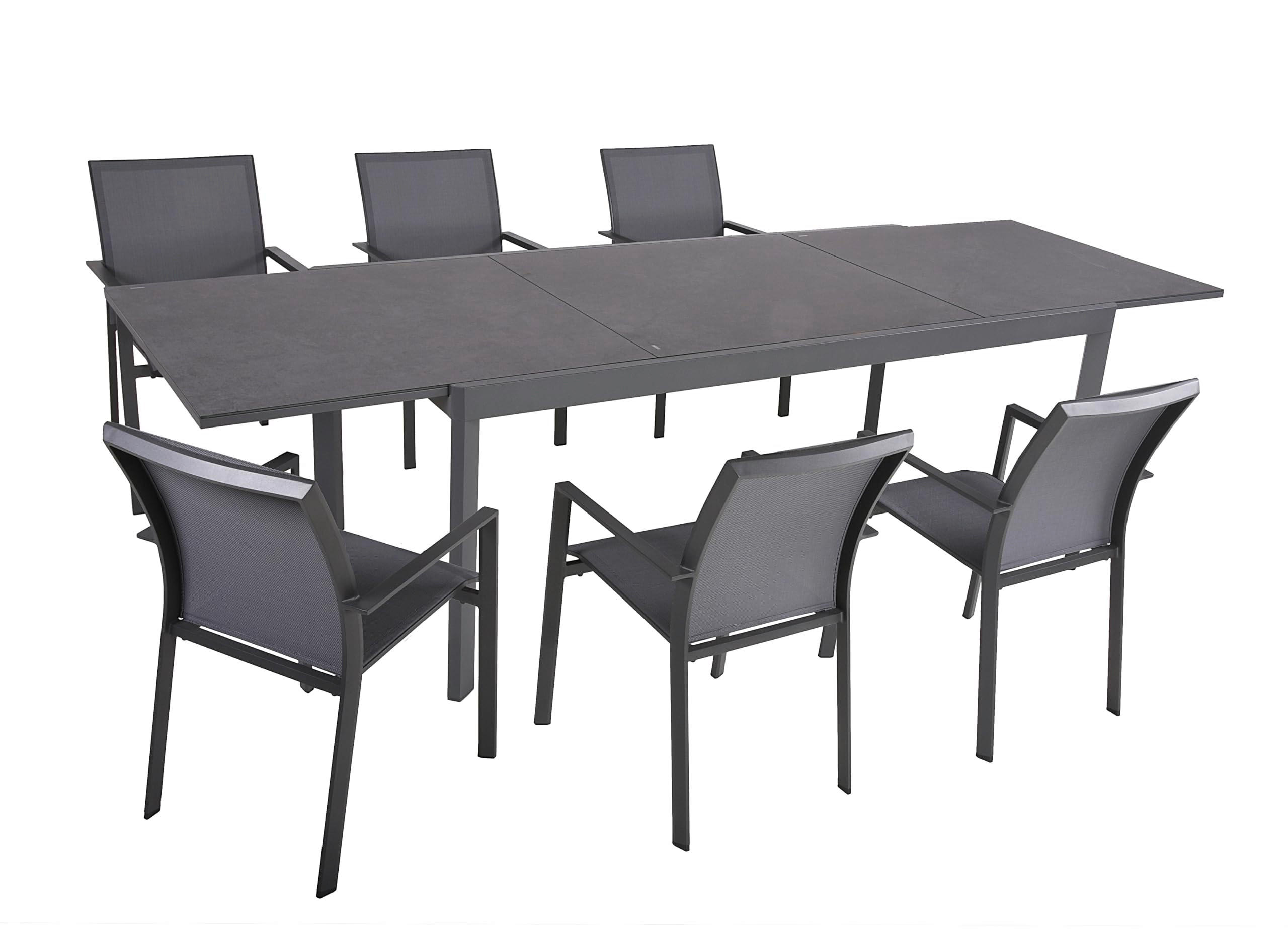 GARTEN-SITZGRUPPE Eero 7-teilig Gartenmöbel-Set - Grau, Kunststoff - DELUKE