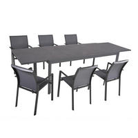 GARTEN-SITZGRUPPE Eero 7-teilig Gartenmöbel-Set - Grau, Kunststoff - DELUKE