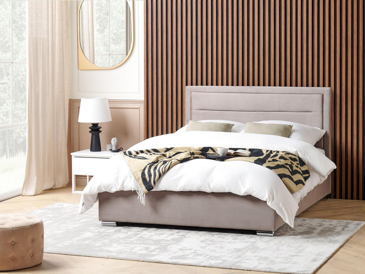 POLSTERBETT 160x200 cm Beige Rouen - Taupe, Textil (160/200cm) - Beliani