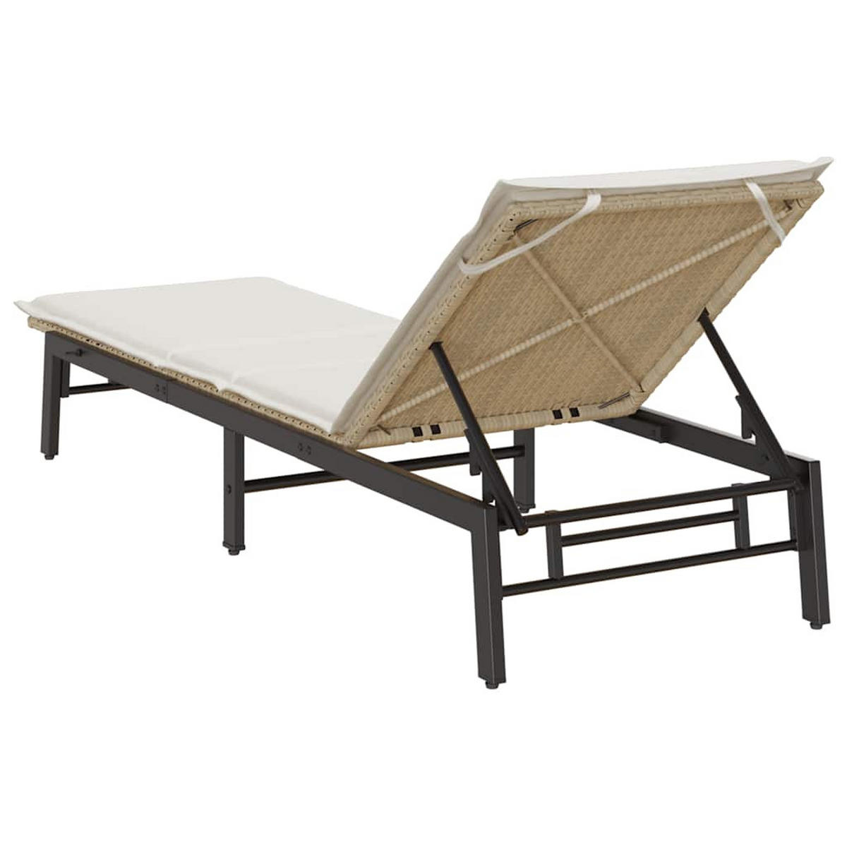 SONNENLIEGE Mit Auflage Beige Poly Rattan - Beige, Kunststoff (59/67/200cm) - vidaXL
