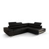 ECKSOFA PRAGA DESIGN L, Eckcouch in L-Form mit Schlaffunktion, Farbe: Schwarz, Kunstleder, Ottomane Universal - Schwarz, Textil (275/202cm) - O-Sofa