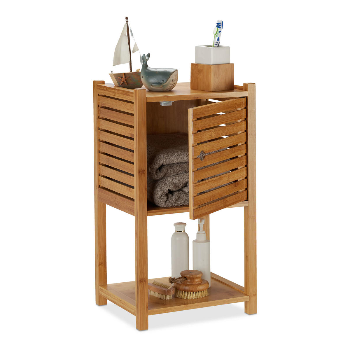 BADREGAL Bambus - Hellbraun, Holz/Holzwerkstoff (35/62.5/29cm) - Relaxdays