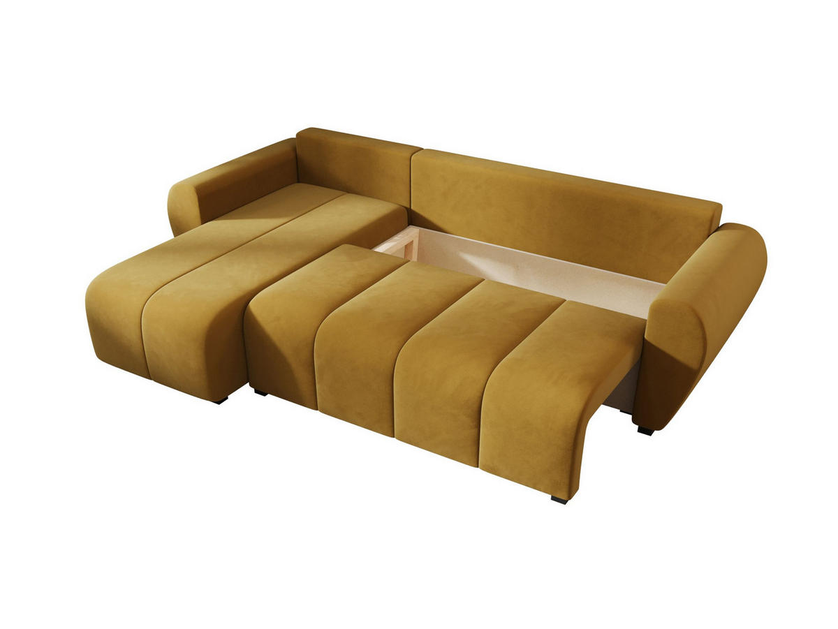 ECKSOFA MOLISA L Itaka 33 Rechts mit Schlaffunktion - Currygelb, Textil (245/145cm) - Bedante