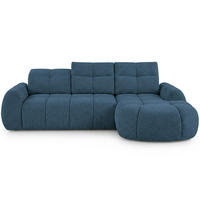 ECKSOFA Sorel Mini mit Automatisch verstellbarer Sitztiefe und Kopfstützen, rechts, Blau - Blau, Textil (275/190cm) - Beautysofa