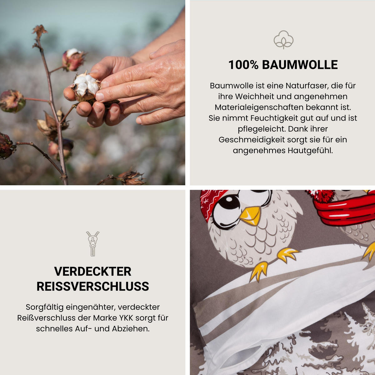BETTWÄSCHESET Olsona - Feinbiber - 2-teilig - 135x200 cm - Grau - Grau, Textil (135/200cm) - SCHIESSER