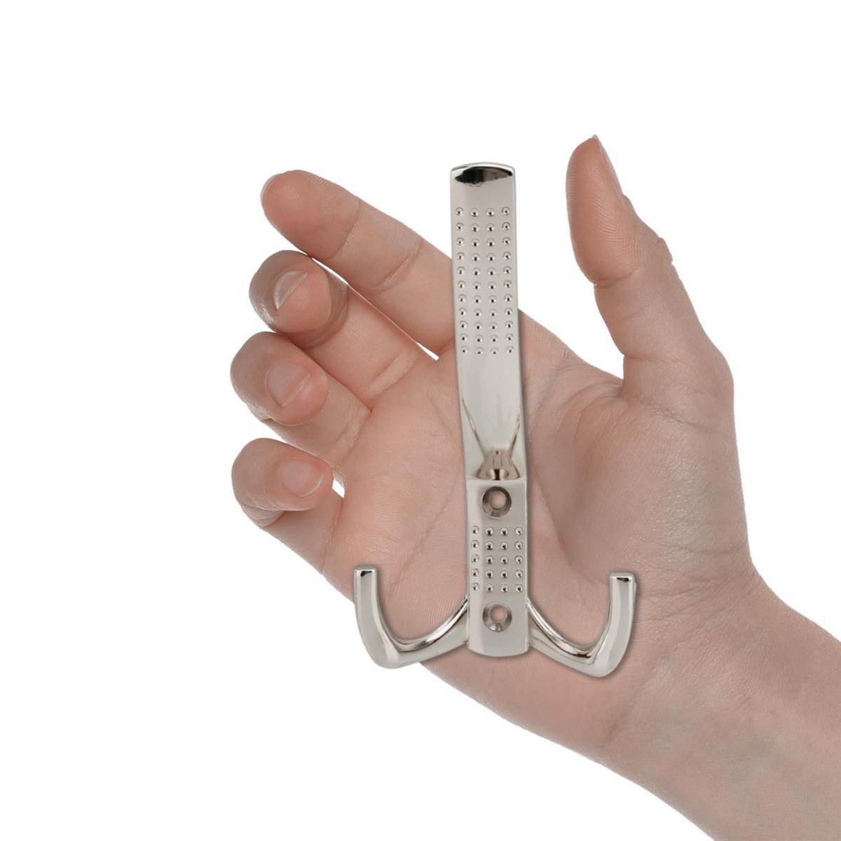 DOPPEL GARDEROBENHAKEN 7.58 / 1.69 / 14.28 cm - Nickelfarben, Metall (1.69/14/7.58cm) - Intirilife