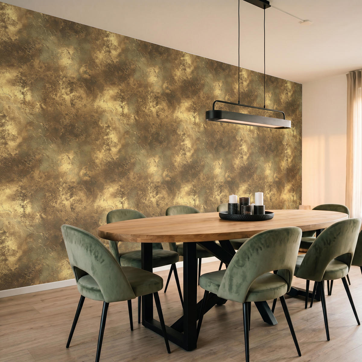 TAPETE - Antik - Metallic-Look - Gold - 400x220 cm - Messingfarben, Papier (400/220cm) - OnlyWow