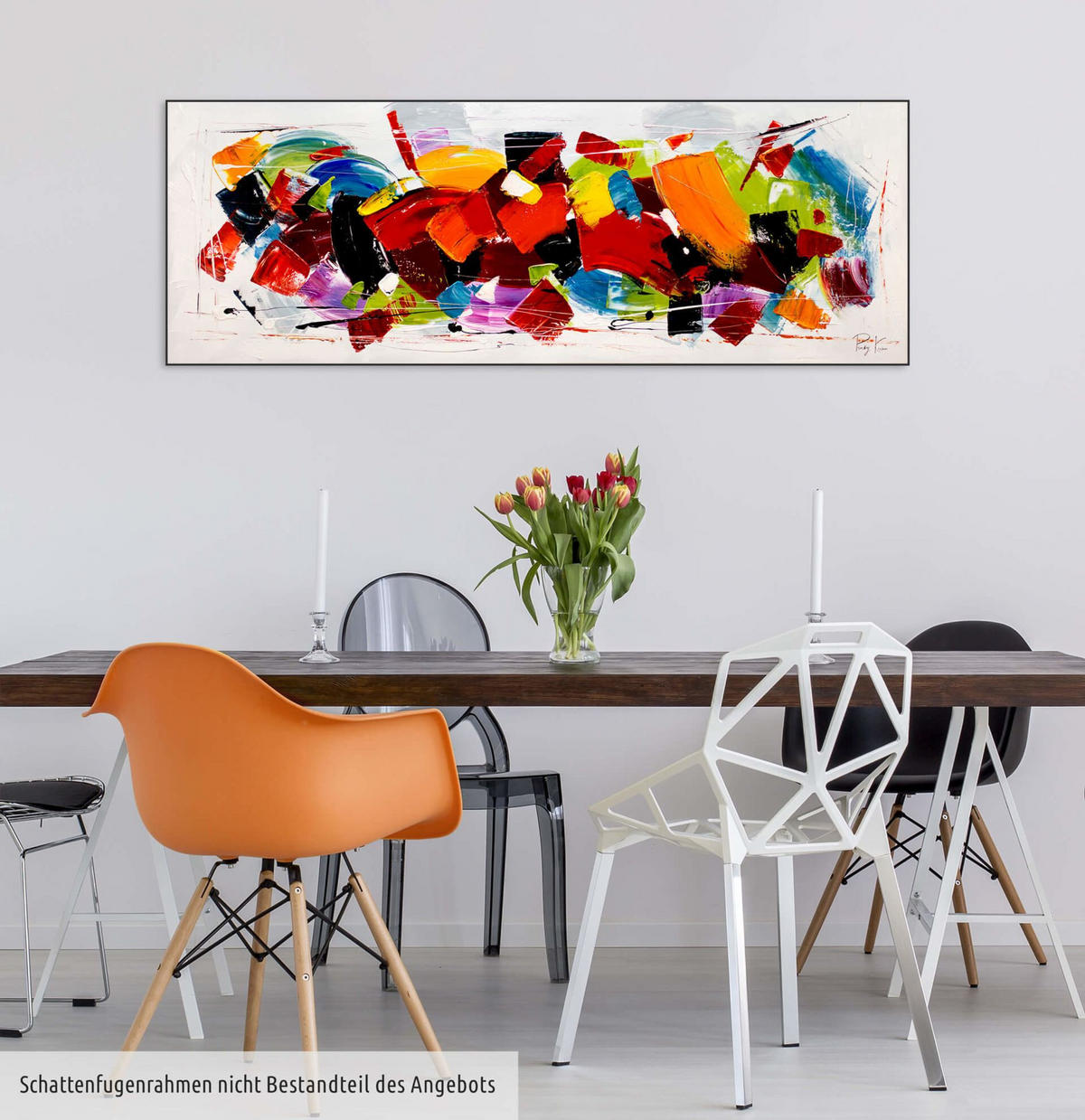 ÖLGEMÄLDE 150/50 cm - Blau/Gelb, Holz/Textil (150/50cm) - KUNSTLOFT