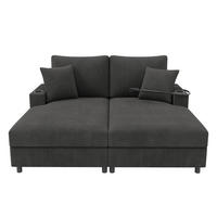 2-SITZER Schlafsofa Cord mit USB-Anschluss und Getränkehaltern Grau 163/140/82 cm - Grau, Textil (140/82/163cm) - Redom