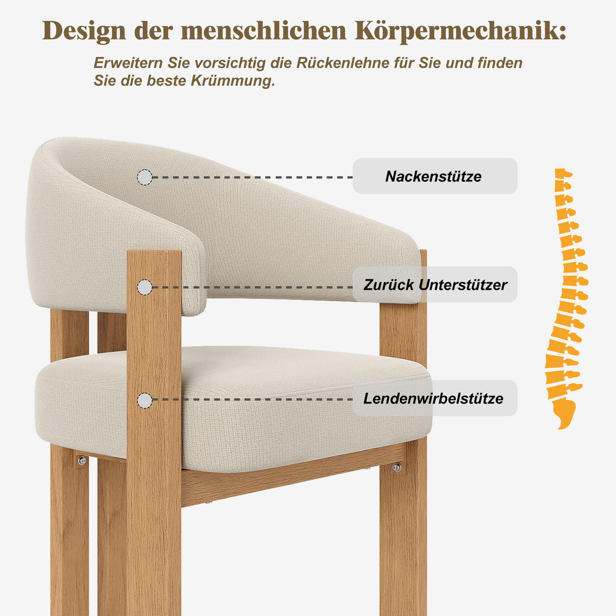 ESSZIMMERSTUHL 4-Tlg Ergonomisch, Polsterung, Eisenbeine Holzoptik - Multicolor, Metall (53.59/29.01/114.6cm) - FLIEKS