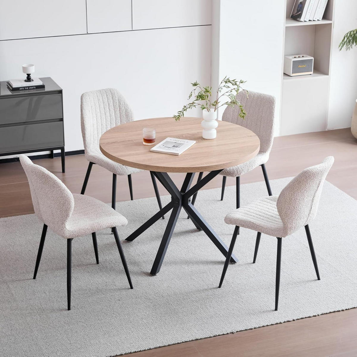 ESSZIMMERSTÜHLE 6er Set Stoff Beige Metallbeine - Beige, Textil (43/86/47.5cm)