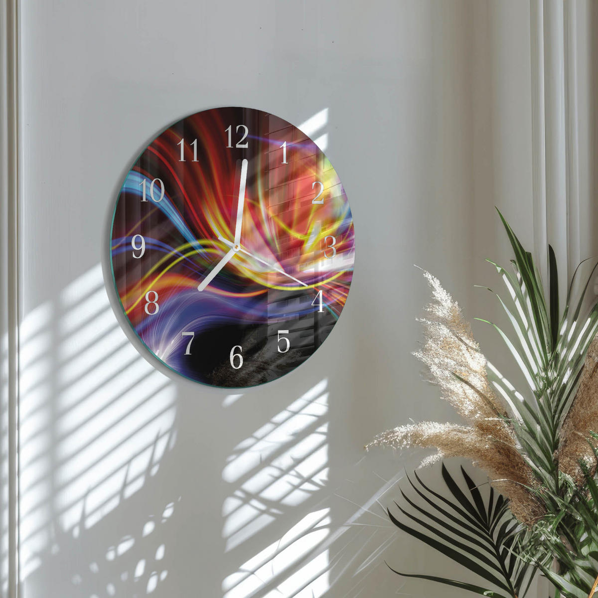 WANDUHR fi30 cm - Abstrakte Kunst - Multicolor, Glas (30/30/0.4cm) - TULUP