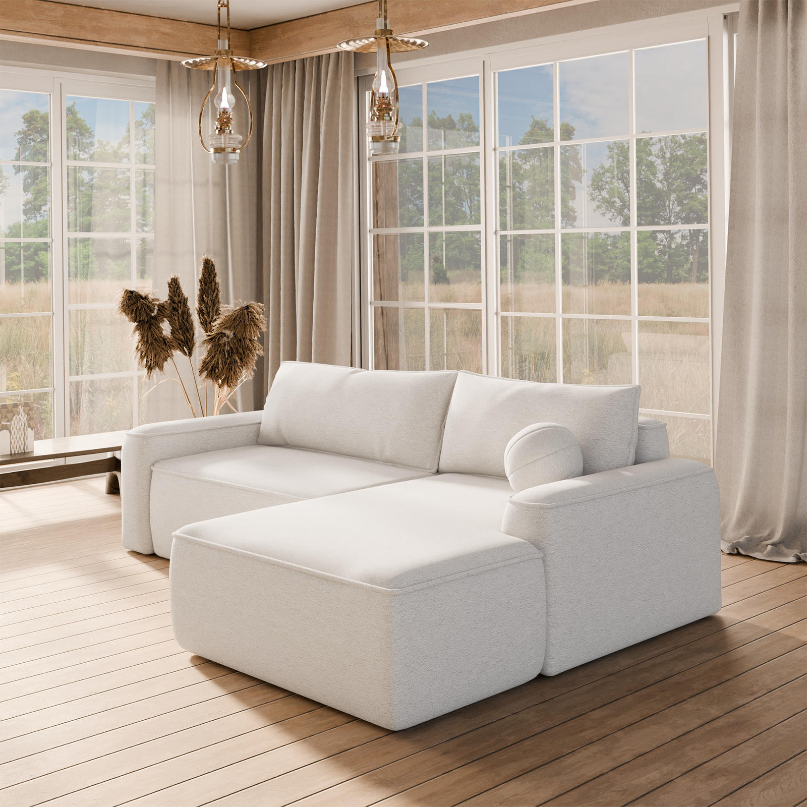 Thumbnail - Fedve Ecksofa, Ecru, Textil, L-Form, 245x160 cm, Wohnzimmer, Sofas & Couches, Wohnlandschaften, Ecksofas