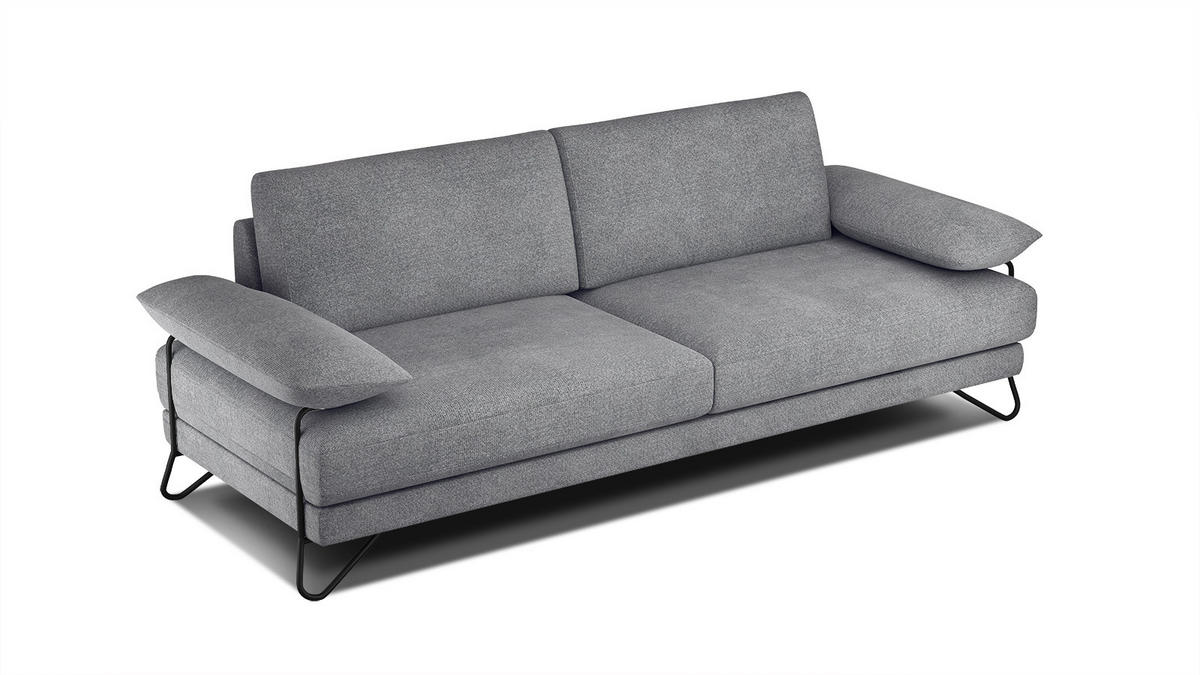 SOFA LORI 3-Sitzer, grau - Schwarz/Grau, Holzwerkstoff/Textil (245/87/96cm) - Courtois Laville