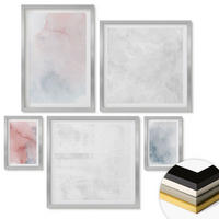 WANDBILDER 5er Set - 50x50 cm & 20x30 cm & 40x60 cm Silberner Rahmen - Pastellfarbene Aquarelltexturen - Silberfarben, Kunststoff (40/60cm) - ArtPrintCave