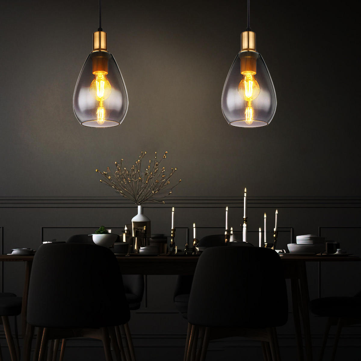 LED HÄNGELEUCHTE Fanni Metall Schwarz - Schwarz, Glas (15/15/120cm) - Globo Lighting